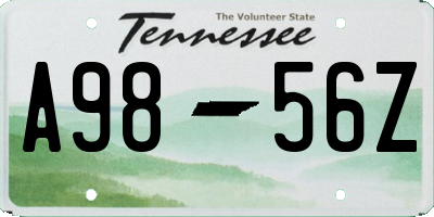 TN license plate A9856Z