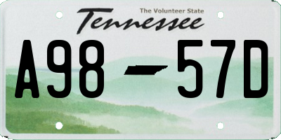 TN license plate A9857D