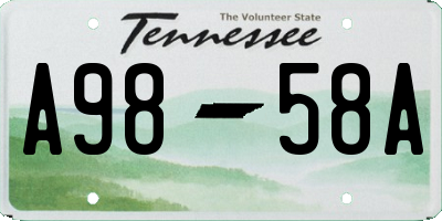 TN license plate A9858A