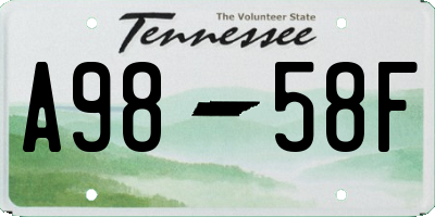 TN license plate A9858F