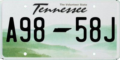 TN license plate A9858J