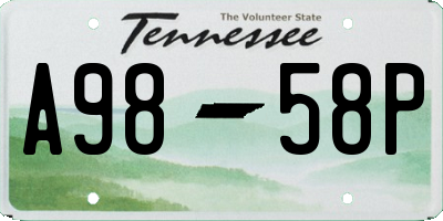 TN license plate A9858P