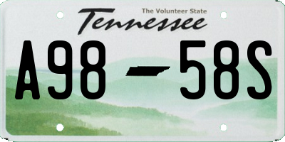 TN license plate A9858S