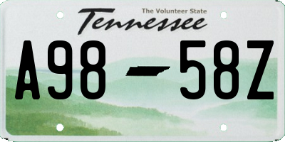 TN license plate A9858Z