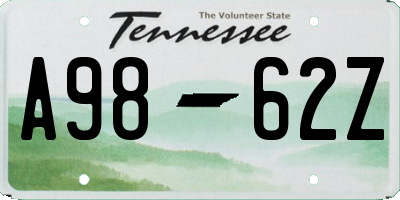 TN license plate A9862Z