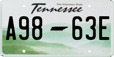 TN license plate A9863E