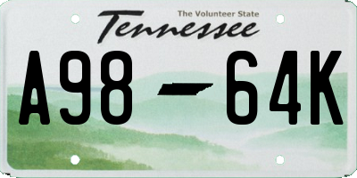 TN license plate A9864K