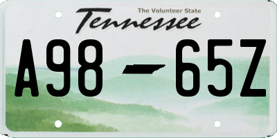 TN license plate A9865Z