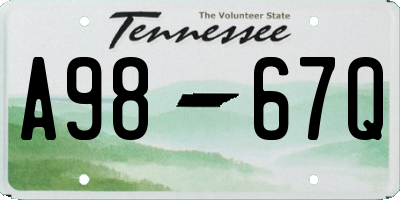 TN license plate A9867Q