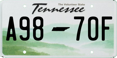TN license plate A9870F