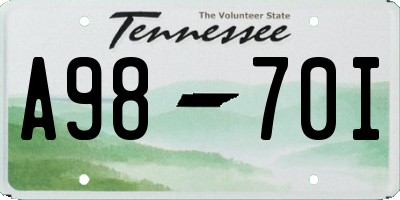 TN license plate A9870I