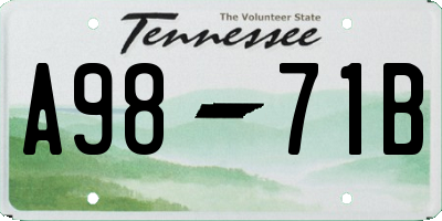TN license plate A9871B