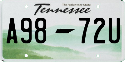 TN license plate A9872U