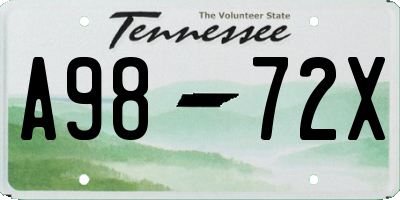 TN license plate A9872X