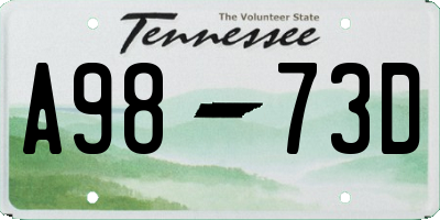 TN license plate A9873D