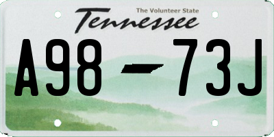 TN license plate A9873J