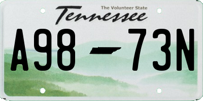 TN license plate A9873N