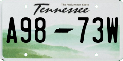 TN license plate A9873W