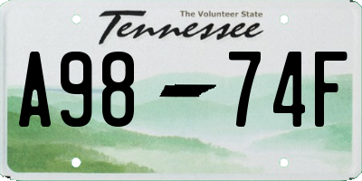 TN license plate A9874F