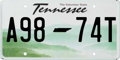 TN license plate A9874T