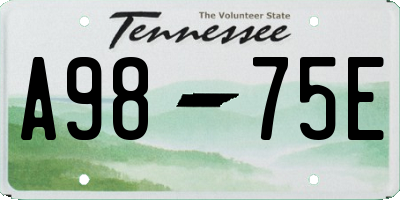 TN license plate A9875E