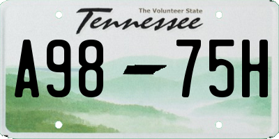 TN license plate A9875H