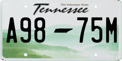 TN license plate A9875M