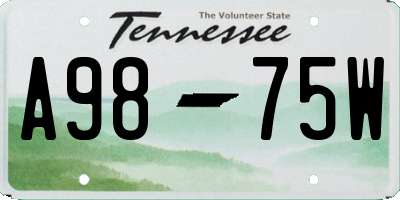 TN license plate A9875W