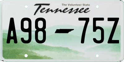 TN license plate A9875Z