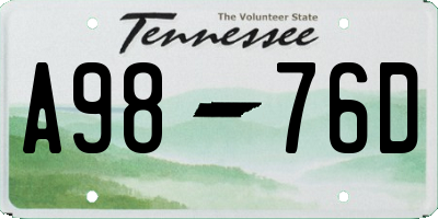 TN license plate A9876D