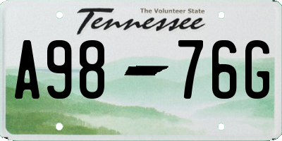 TN license plate A9876G