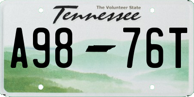 TN license plate A9876T