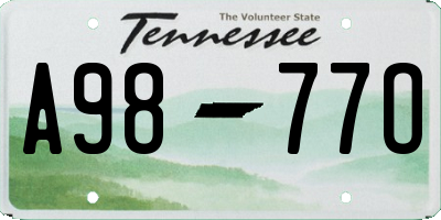 TN license plate A9877O