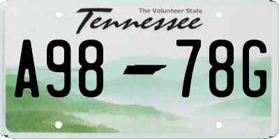 TN license plate A9878G