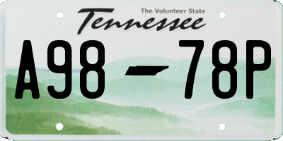 TN license plate A9878P