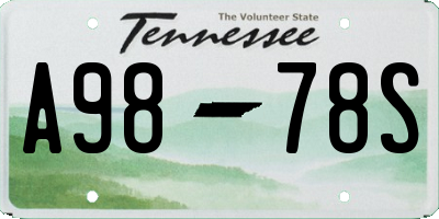 TN license plate A9878S