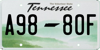 TN license plate A9880F