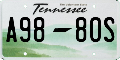 TN license plate A9880S