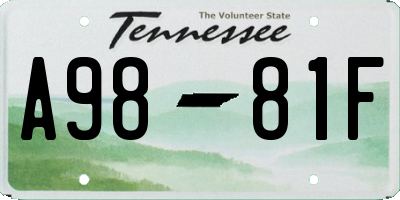 TN license plate A9881F