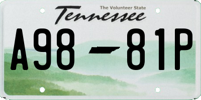TN license plate A9881P