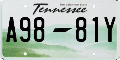 TN license plate A9881Y