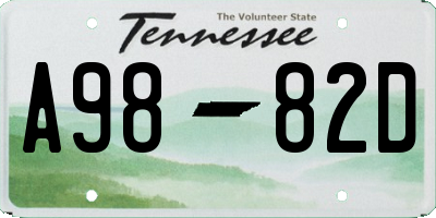 TN license plate A9882D