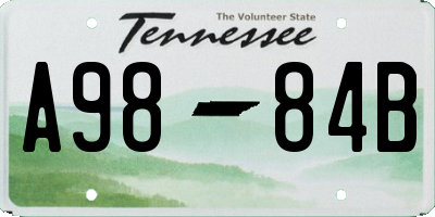 TN license plate A9884B