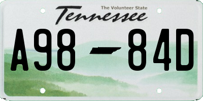 TN license plate A9884D