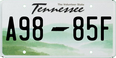 TN license plate A9885F