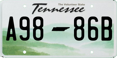 TN license plate A9886B