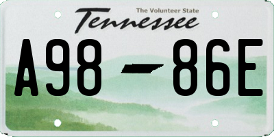 TN license plate A9886E