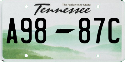 TN license plate A9887C
