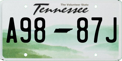 TN license plate A9887J