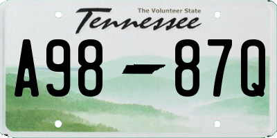 TN license plate A9887Q
